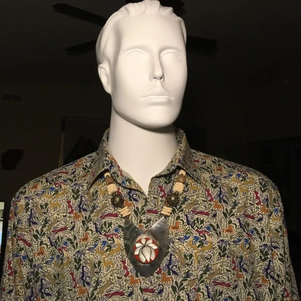 Vintage Ethnic Boho Style Sterling Silver & Gobi Agate Handmade Beaded Necklace